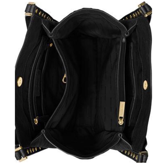 Micheal Kors Newbury Black Leather Tote Gold Studs - Picture 6 of 7